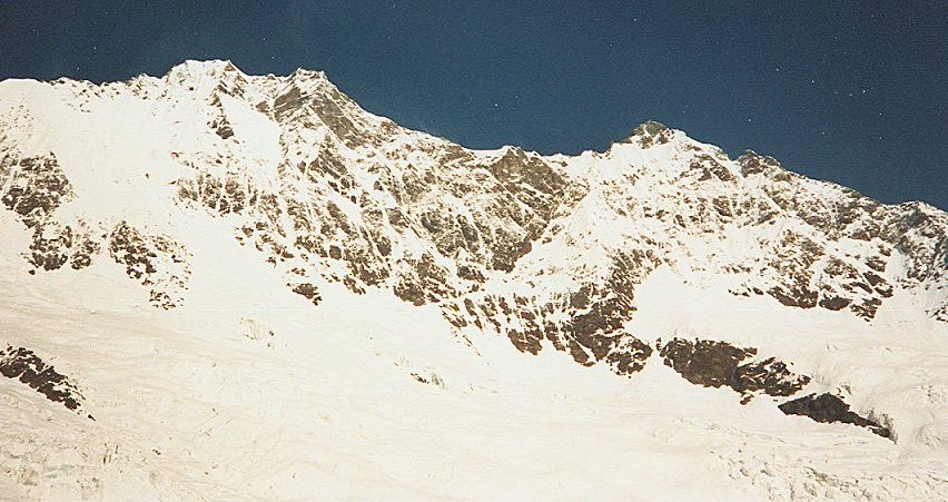 Dom and Lenzspitze from above Saas Fe