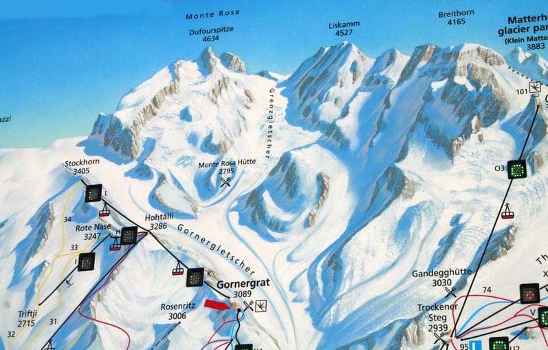 Monte Rosa access routes