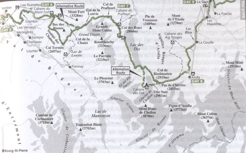 Haute Route - Map - Days 5 to 9
