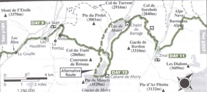 Haute Route - Map - Days 9 to 11