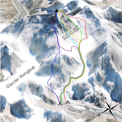 Ascent Routes on Mount Everest