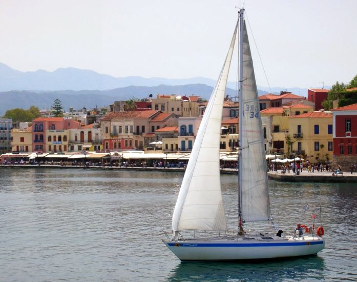 Waterfront at Chania Town on Greek Island of Crete