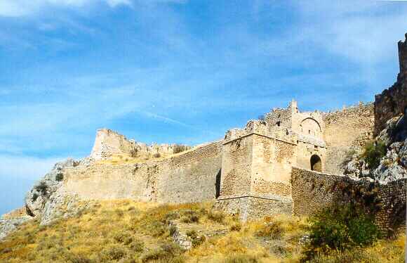 Acrocorinth at Ancient Corinth in the Peloponnese of Greece