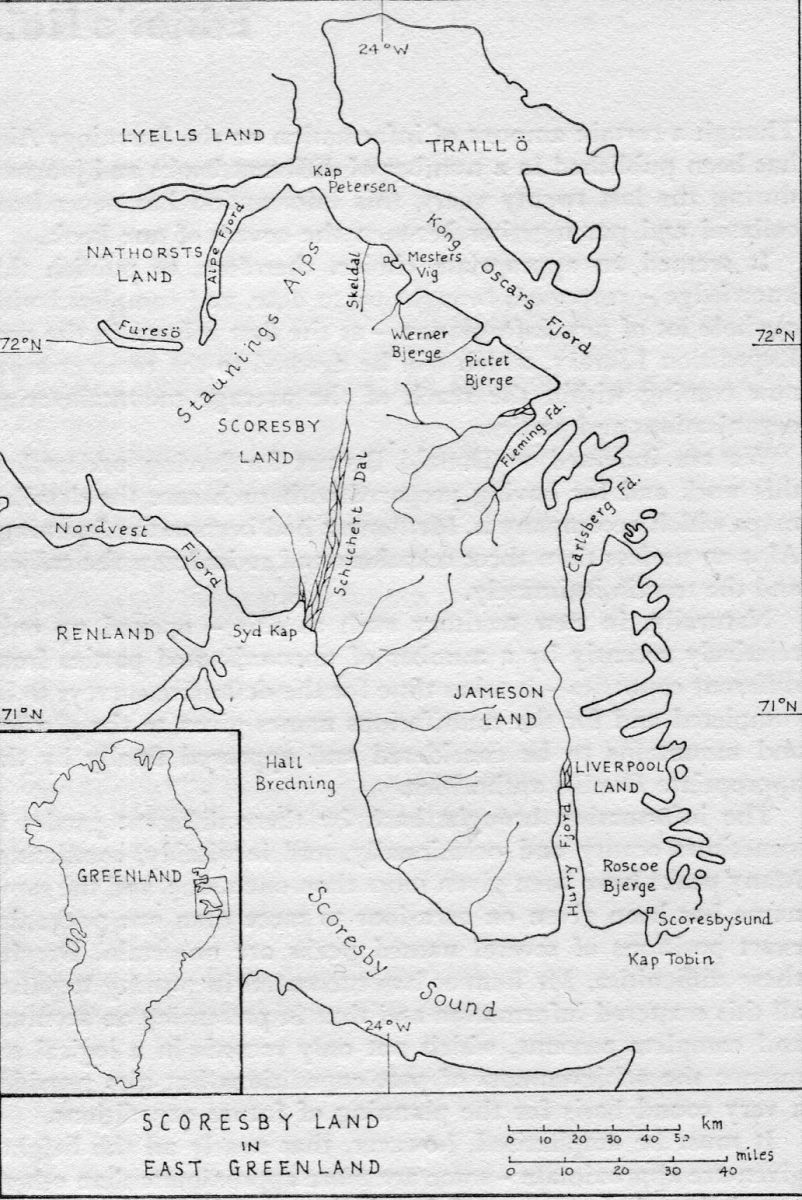 Map of Staunings Alps in Greenland