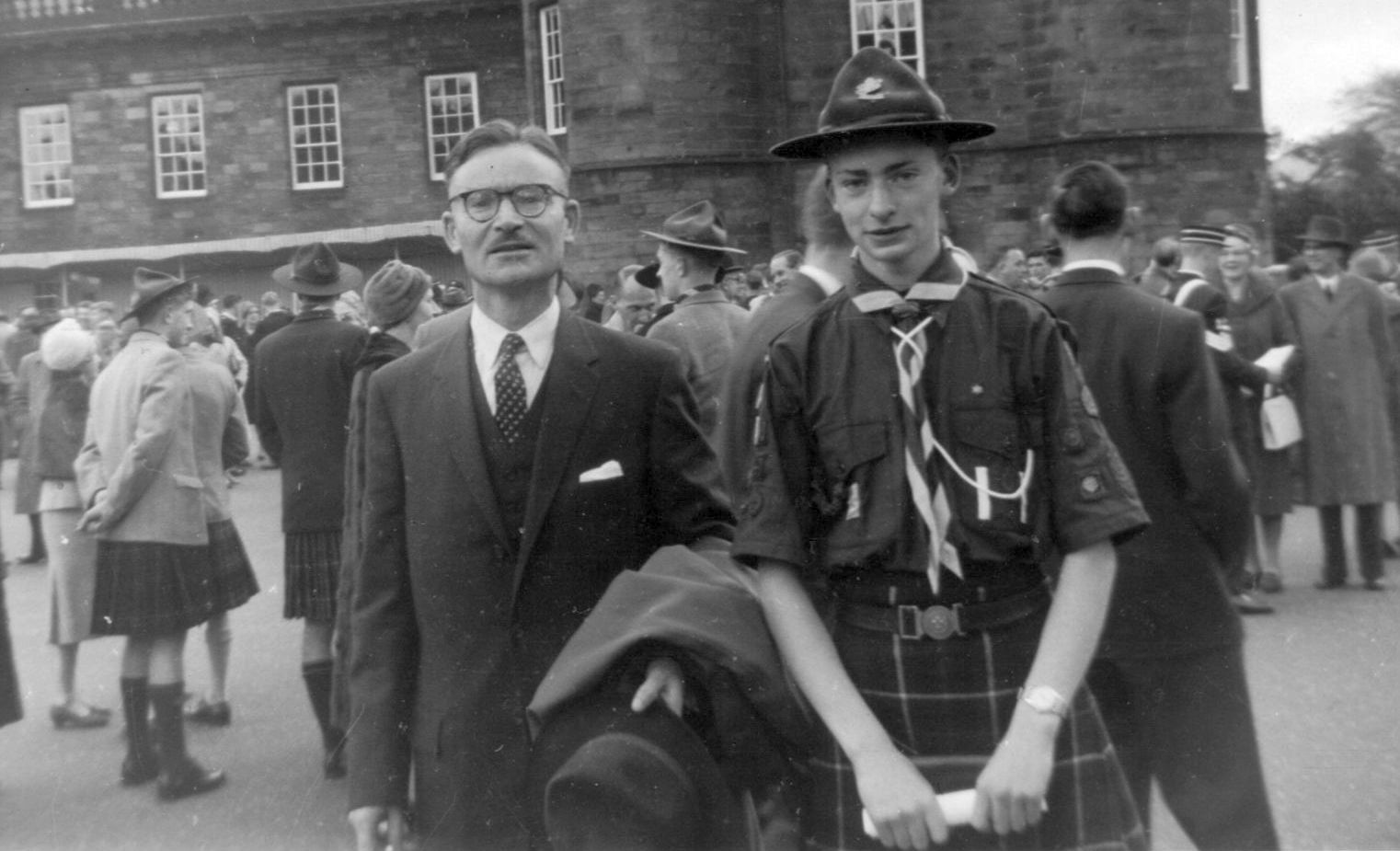 At Holyrood Palace with Charles Welch Ingram for presentation of Gold Award by the Duke of Edinburgh