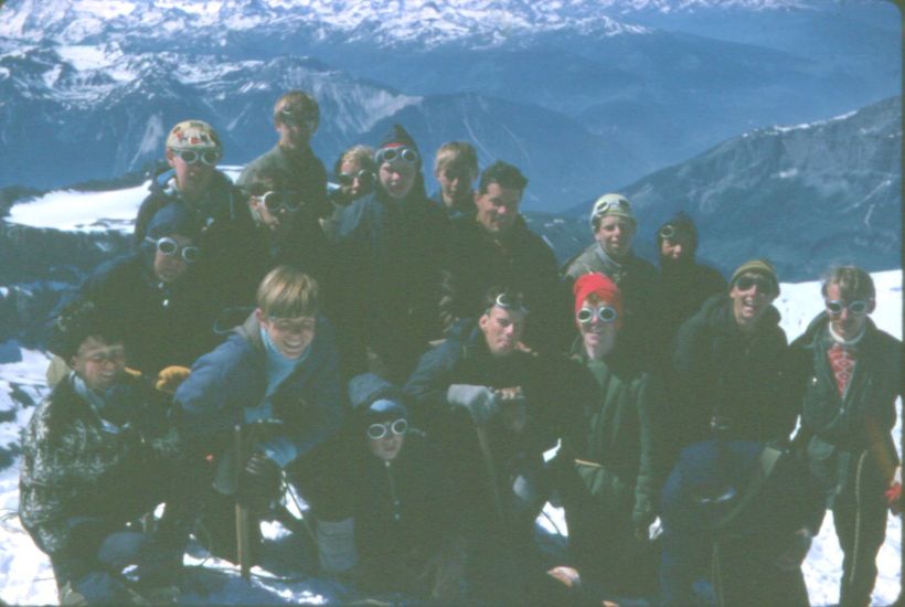 On summit of Balmhorn in the Bernese Oberlands of Switzerland