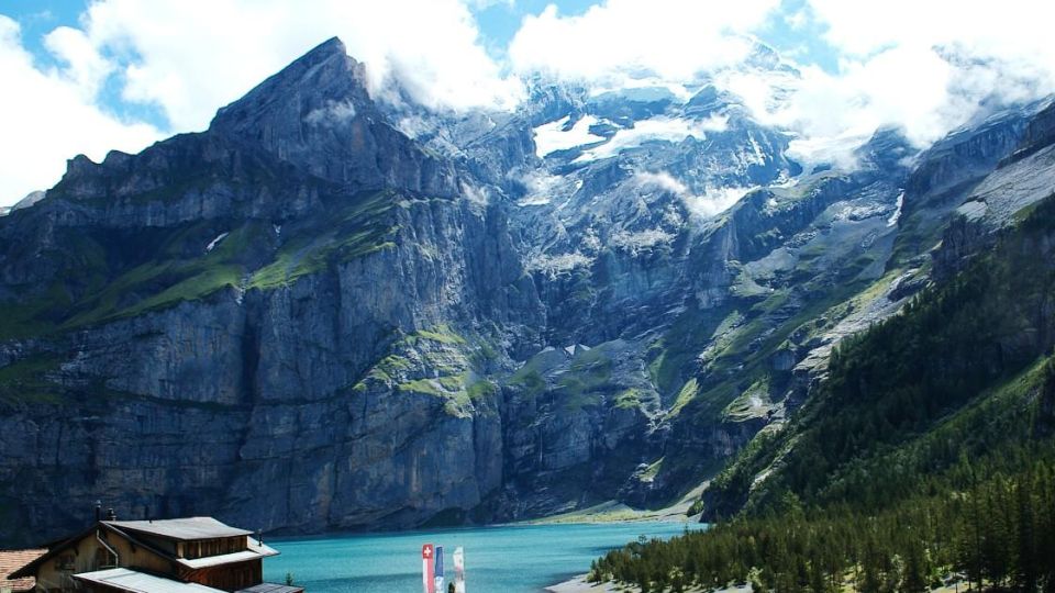 Blumlisalphorn above Oeschinensee in the Bernese Oberlands Region of the Swiss Alps