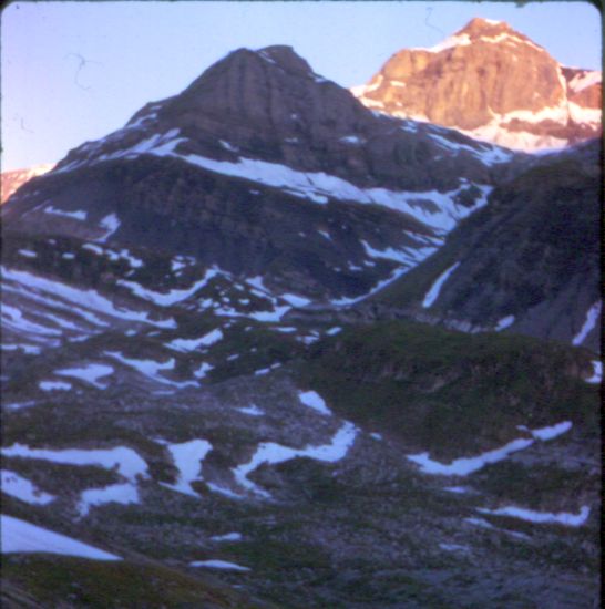 On ascent of Rinderhorn in the Bernese Oberland region of the Swiss Alps