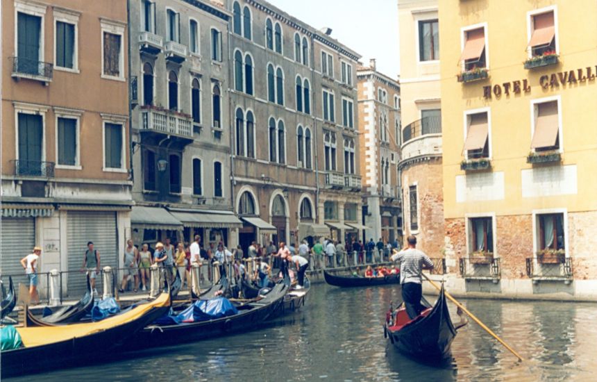 Canal and Gondolas in Venice in Italy