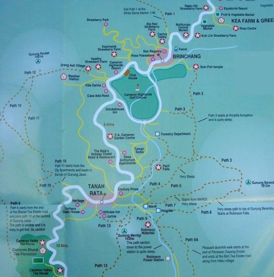 Map of the Cameron Highlands