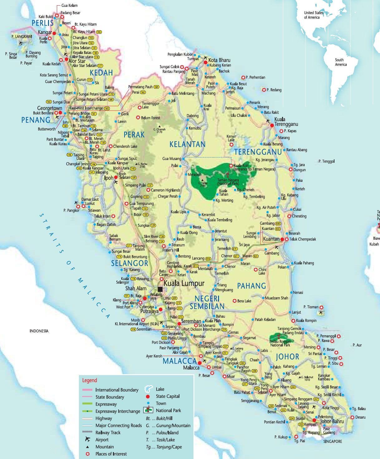 Map Of Peninsular Western Malaysia