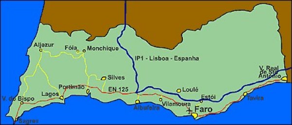 Southern Portugal map - Map of southern Portugal (Southern Europe - Europe)