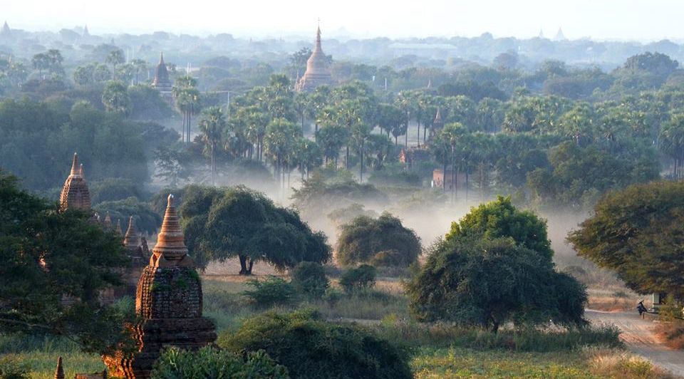 View over the temples of Bagan in central Myanmar / Burma