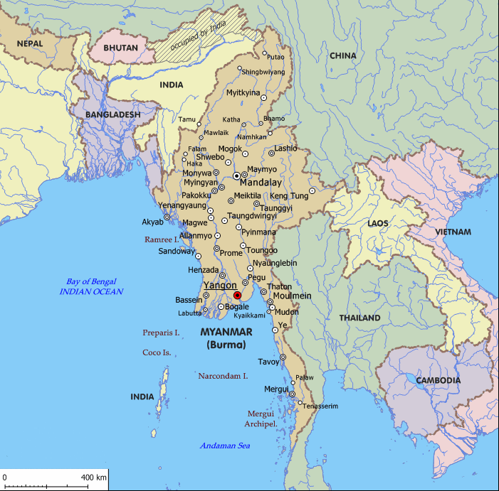 Maps Of Myanmar Burma Bay Of Bengal Yangon Rangoon
