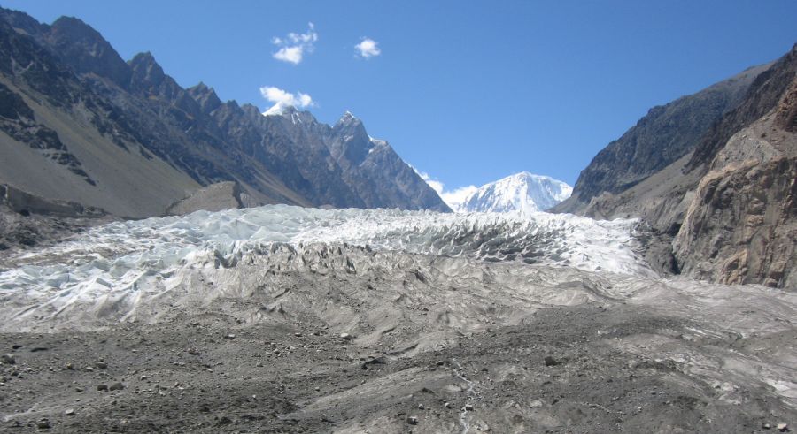 The Seven Thousanders - Passu Glacier and Passu Sar ( 7478m ) in the Karakorum Mountains of Pakistan