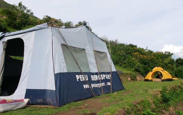 Campsite on Choquequirau trek in Andes of Peru