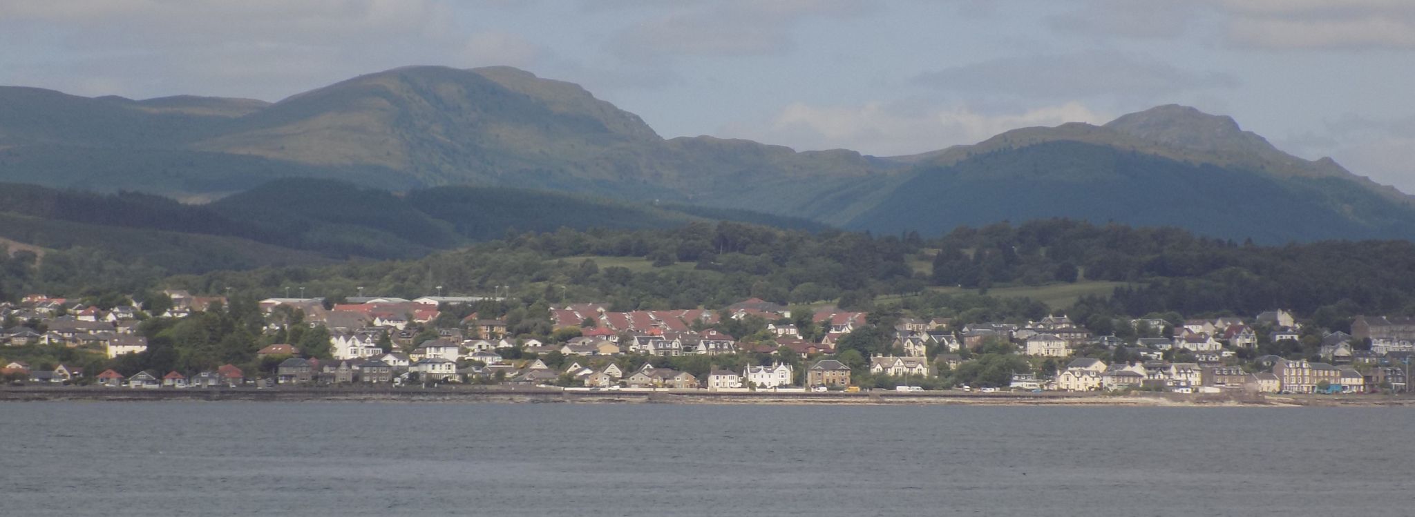 The Cowal Hills above  Dunoon  across the Firth of Clyde from the Cloch Lighthouse