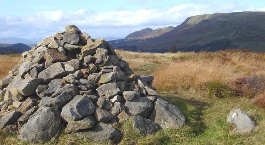 Cairn in Ardinning Loch Wildlife Reserve and the Campsie Fells