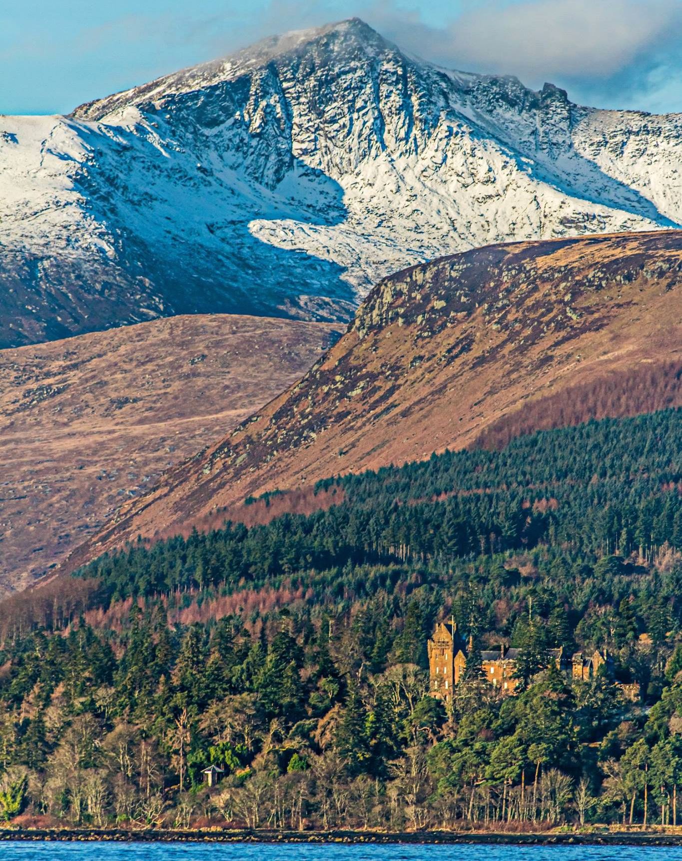 Goatfell above Brodick Castle on the Island of Arran