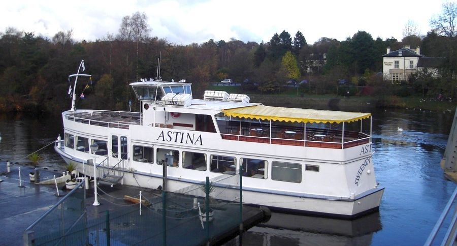 Cruise Boat at Jetty on River Leven in Balloch