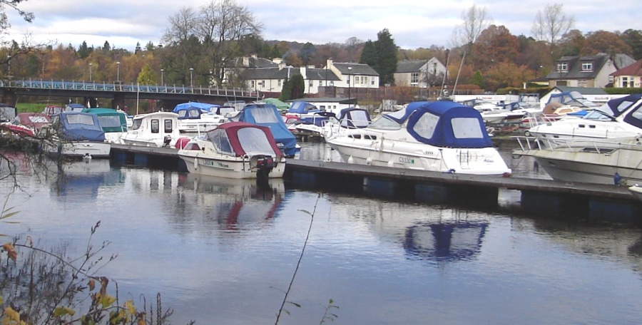 Boats in River Leven at Balloch Marina