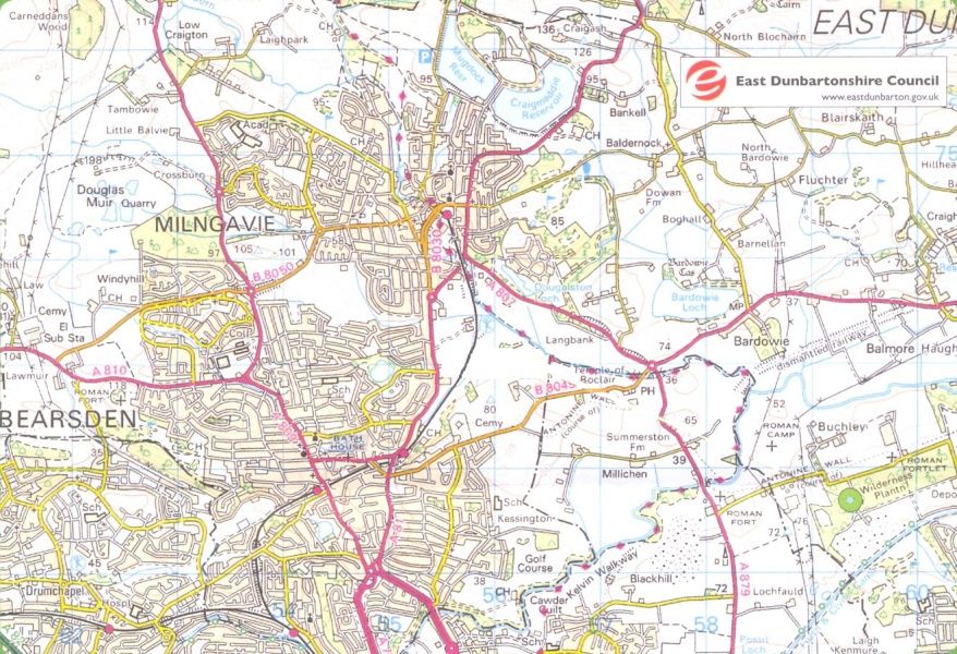Map of Bearsden and Milngavie