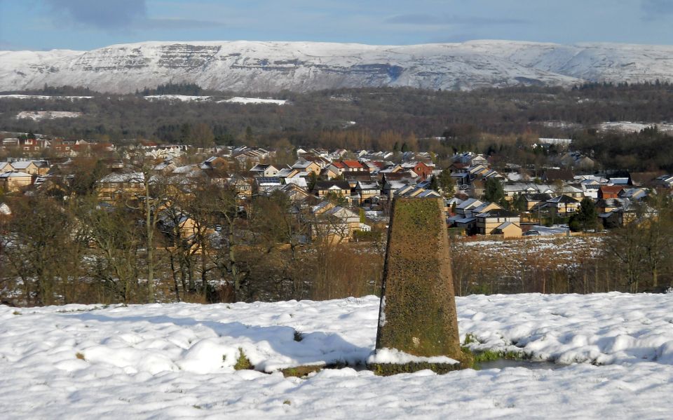 Campsie Fells above Mains Estate from trig point on South Mains Farm