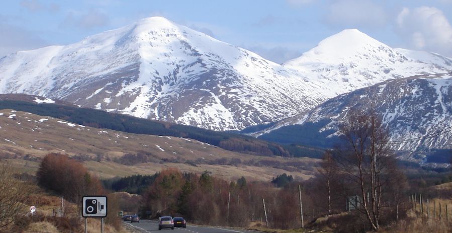 Ben More and Stob Binnien on approach to Tyndrum from Crianlarich