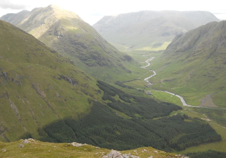 Stob na Broige on Buachaille Etive Mor and Clach Leathad ridge on ascent of Beinn Maol Chaluim