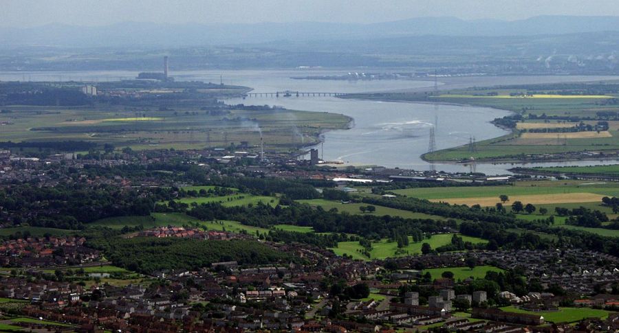 Kincardine Bridge over River Forth from Dumyat