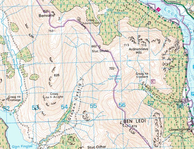 Map for Ben Ledi and Ben Vane