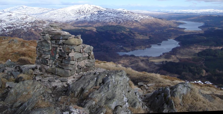 Ben Vane, Ben Ledi and Loch Achray from summit of Ben Venue