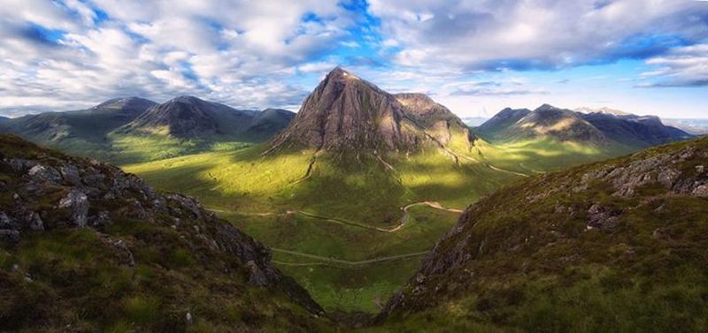 Buachaille Etive Mor from Beinn a Chrulaiste in Glencoe in the Highlands of Scotland