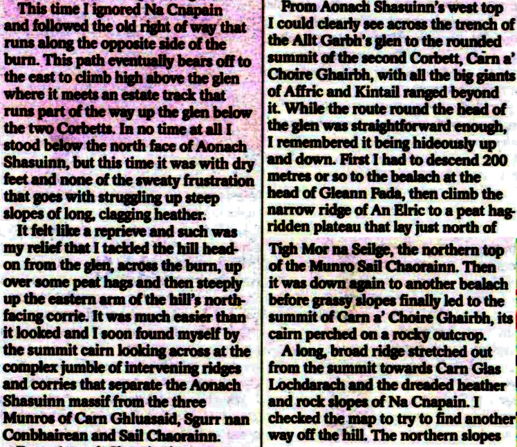 Route Description of Aonach Shasuinn and Carn a' Choire in Glen Affric