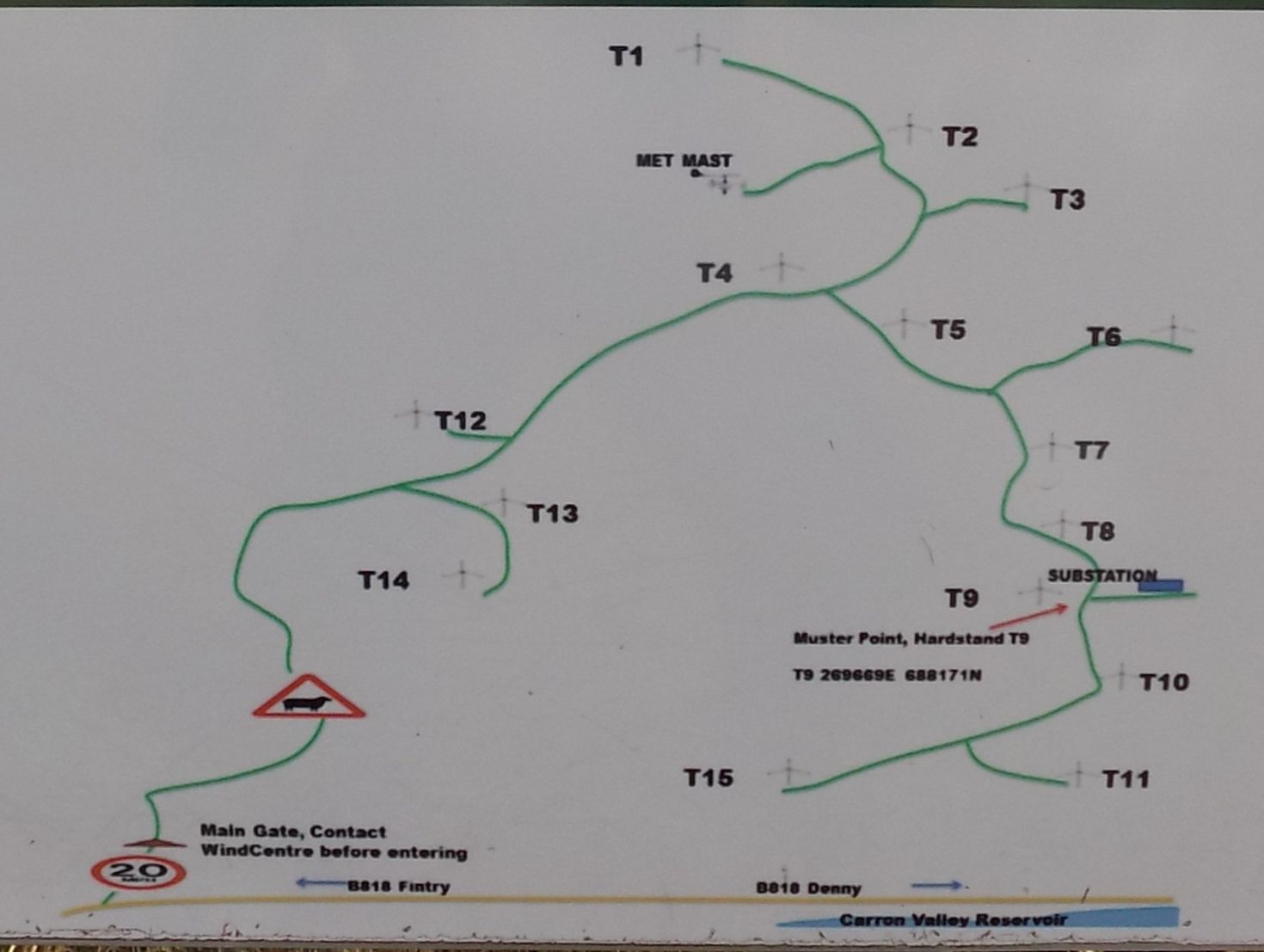 Map of wind turbine farm on Hart Hill