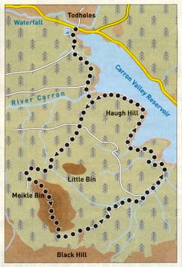 Route Map for Meikle Bin in the Campsie Fells