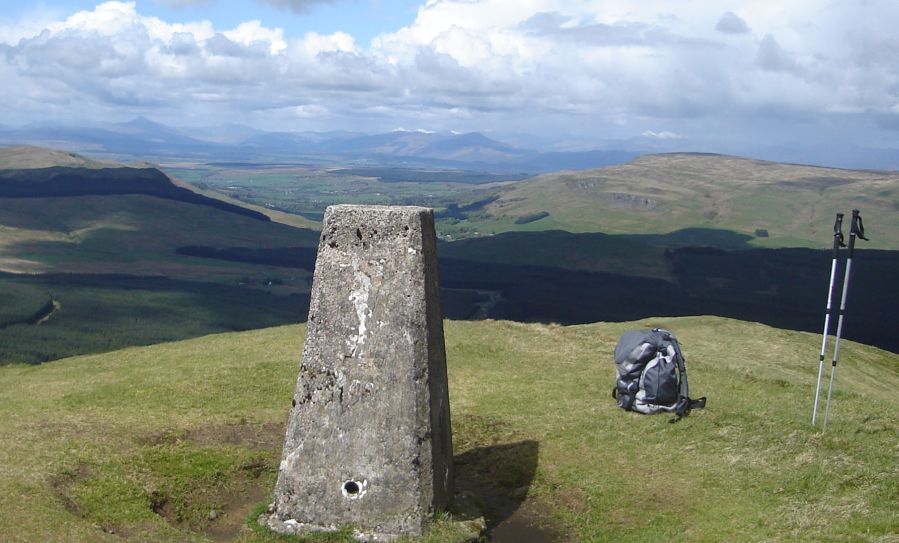 Trig Point on summit of Meikle Bin in the Campsie Fells