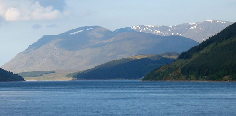 Beinn Bheoil and Ben Alder from Loch Ericht