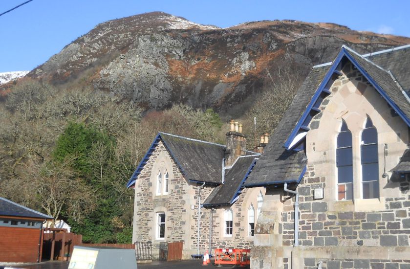 Craigmore above schoolhouse on outskirts of Aberfoyle