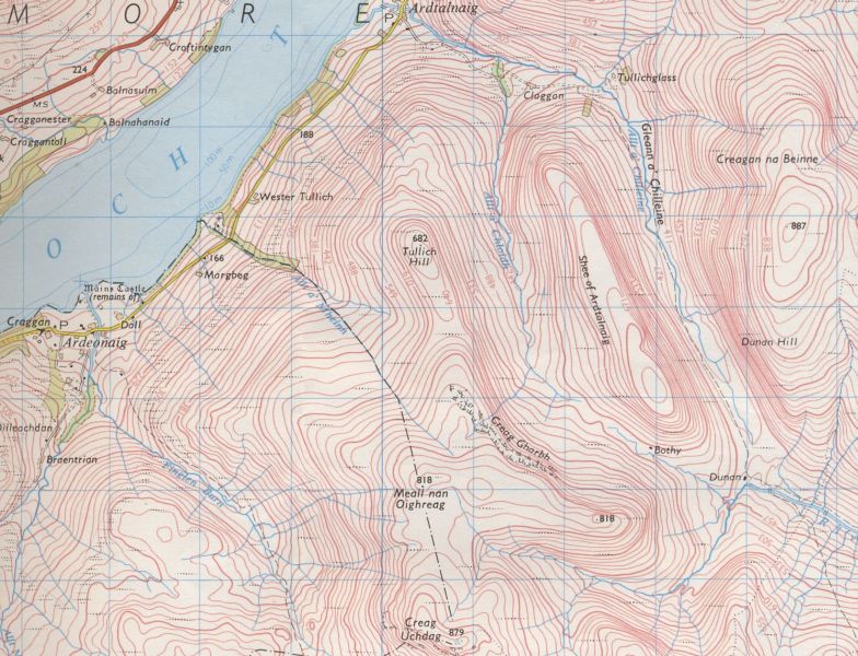 Map of Creagan na Beinne and Creag Uchdag