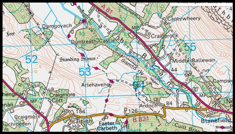 Map of Route from Blanefield to Dumgoyach