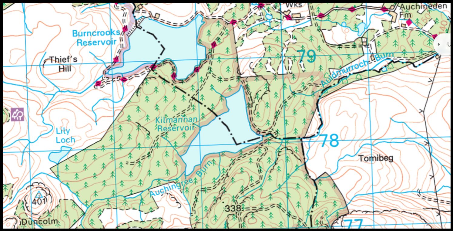 Map of Duncolm in the Kilpatrick Hills