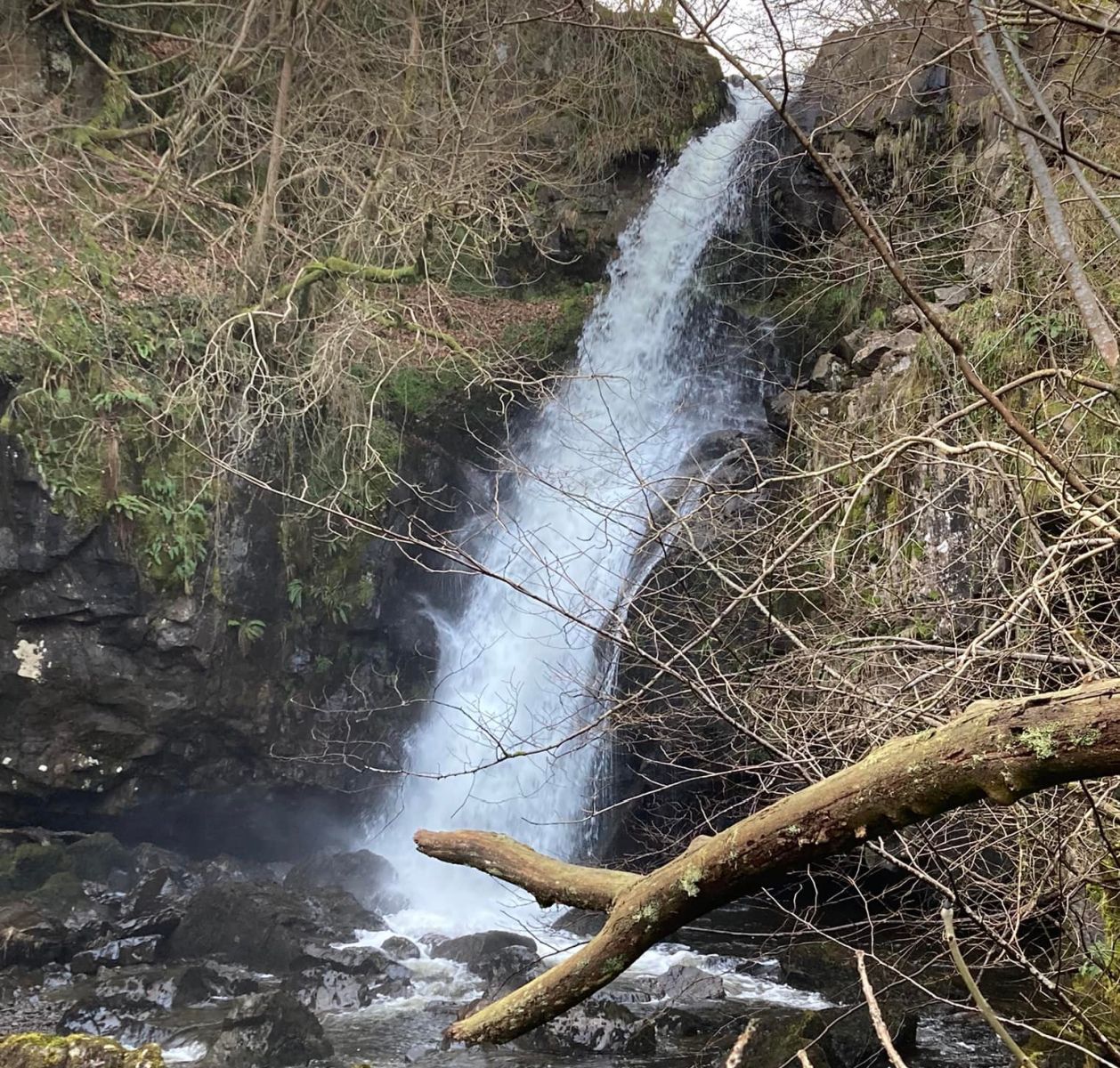 White Spout Waterfall on Finglen Burn in Campsie Glen