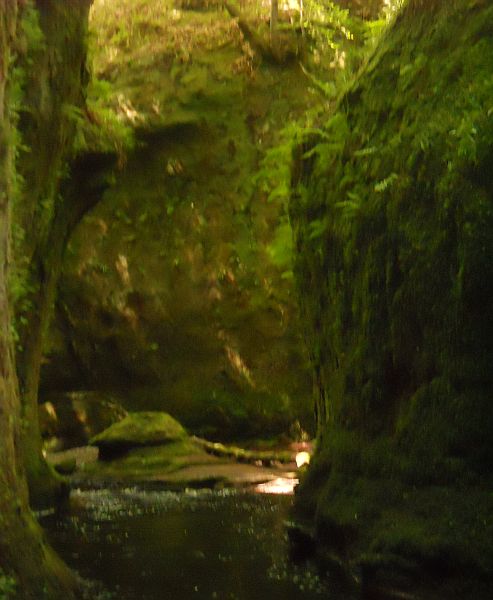 Devil's Pulpit in the gorge of Carnoch Burn in Finnich Glen