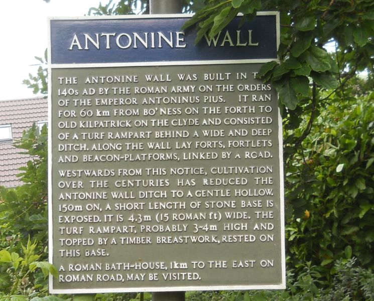 Sign board at the site of a Roman Fort on route of the Antonine Wall