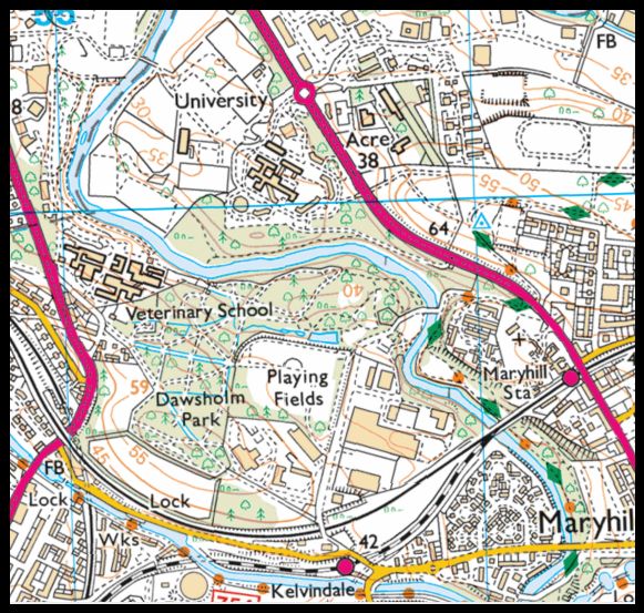 Map of Garscube Estate and Dawsholm Park