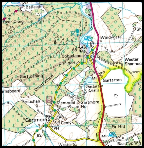 Map of area around Gartmore House