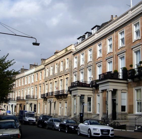 Terraced Houses in Park District of Glasgow, Scotland