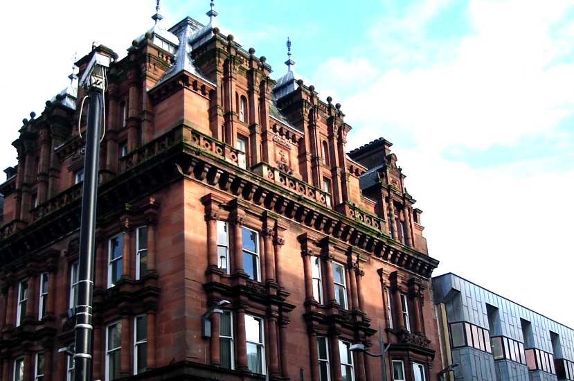 Red Sandstone Building in Sauchiehall Street in Glasgow city centre