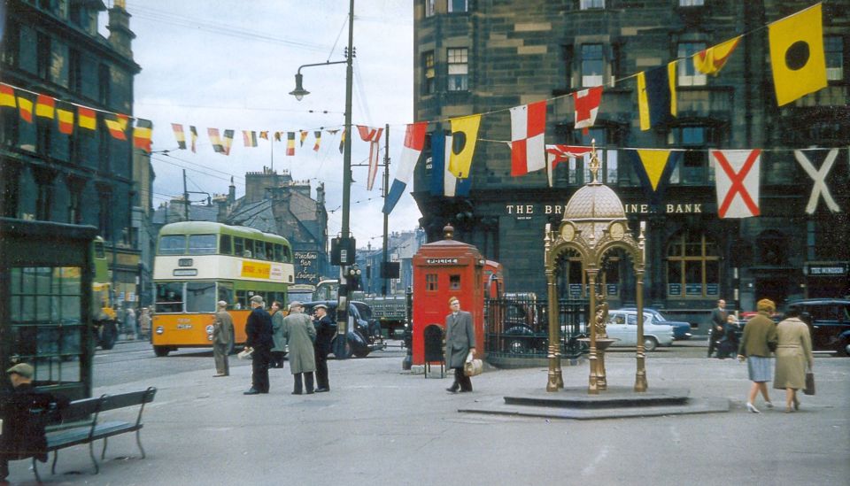 Glasgow Corporation trolleybus at Govan Cross